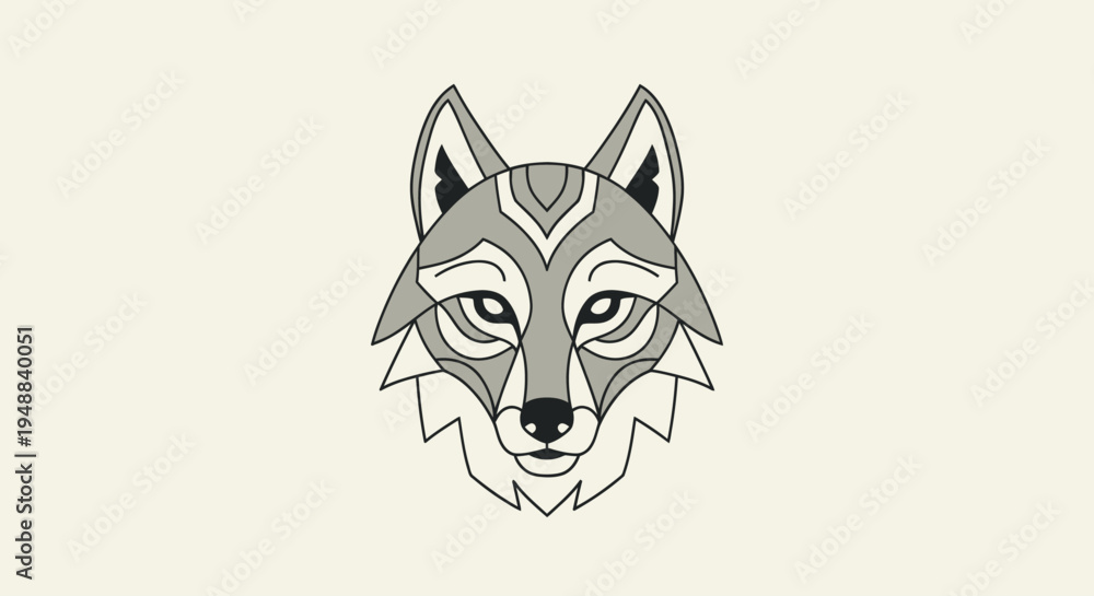 Fototapeta premium Gray wolf head illustration profile.