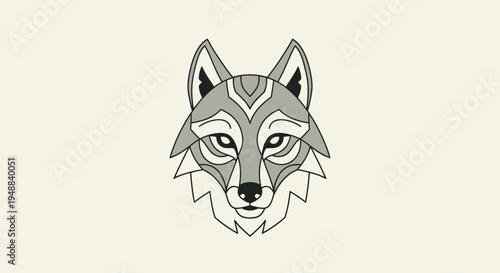 Gray wolf head illustration profile.