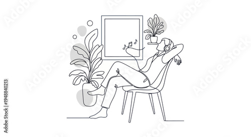 Woman Sitting in a Chair Relaxing.