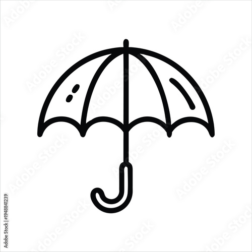 A black and white drawing of an umbrella