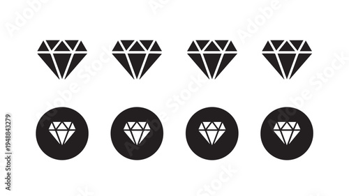 Set of diamond icons on white background