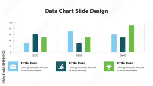 Future year projections presented using multiple column charts and informative icon descriptions