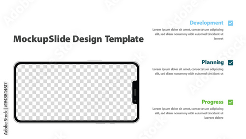 Modern smartphone device with transparent screen in a business presentation layout