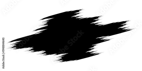 Abstract Black Ink Brush Stroke isolated on White Background, Grunge Paint Splash Texture, Artistic Hand Drawn Calligraphy Element for Logo Design and Creative Header.
