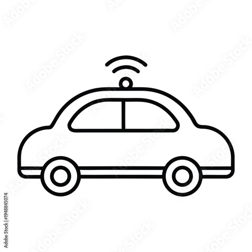 Autonomous Self Driving Car Line Vector Icon