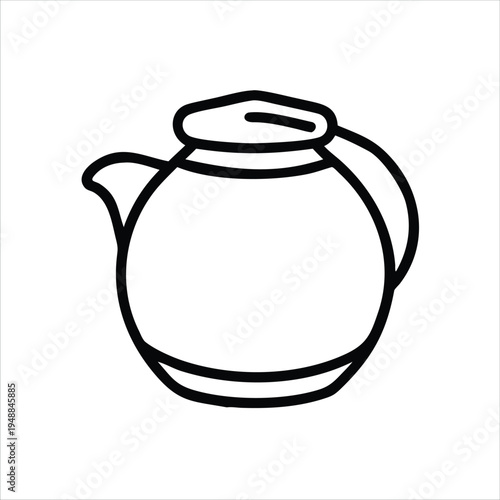 A black and white drawing of a teapot