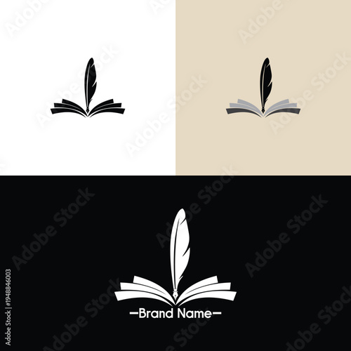 simple quill and book logo