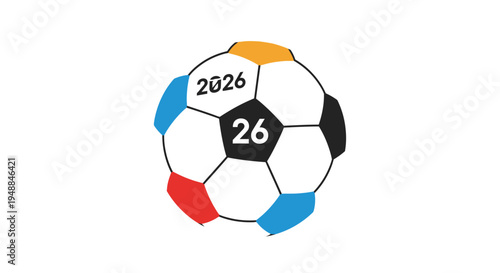 2026 Soccer Ball Graphic, World Cup Year Celebration, Sports Event Concept