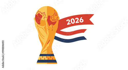 2026 World Cup Trophy with Flag, Global Football Championship Celebration