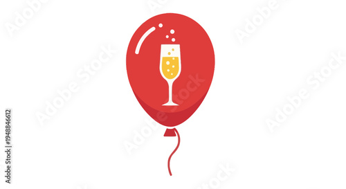 Celebration balloon with champagne glass icon