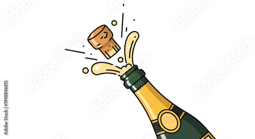 Champagne Bottle Cork Popping Celebration Splash