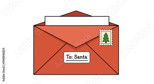 Christmas Letter to Santa Claus with Stamp and Envelope