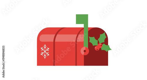 Christmas Mailbox with Holly and Snowflake Decoration