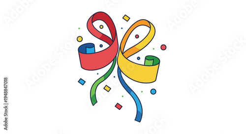 Colorful Confetti & Streamers Celebration Party Elements