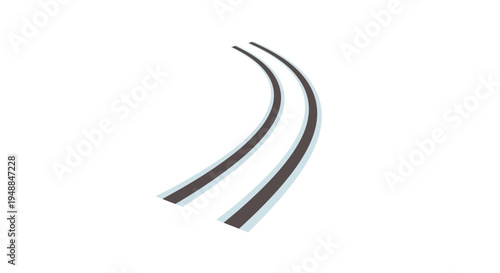 Curved Road Track Path on White Background