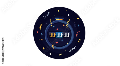Digital Stopwatch Countdown Timer with Confetti and Stars