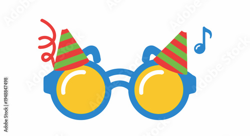 Funny Party Glasses with Hats and Music Note Icon