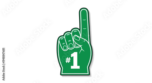 Green Foam Finger #1 Hand Symbol - Number One Fan Celebration