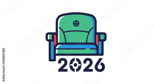 Green Cinema Seat with 2026 Target - Entertainment Concept