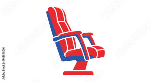 Red and Blue Comfortable Armchair - Isolated