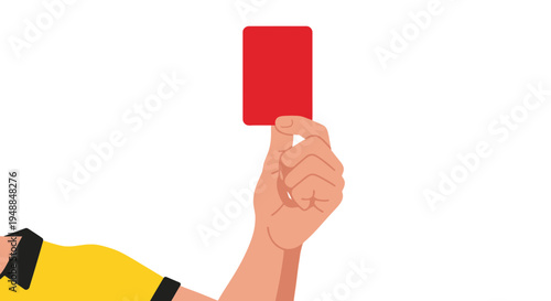 Referee holding red card, illustration, sports penalty, expulsion, game foul