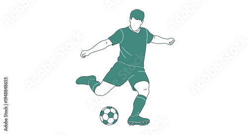 Soccer Player Kicking Ball, Silhouette Style, Motion