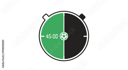 Soccer Stopwatch 45:00 Halftime Clock Icon
