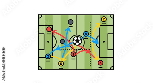 Soccer Strategy Diagram: Attacking and Defensive Plays with Arrows