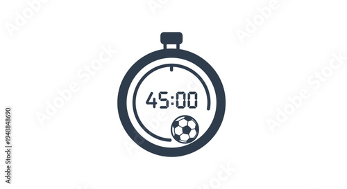 Soccer Stopwatch Icon: 45:00 Time Limit, Game Clock, Sport Timer