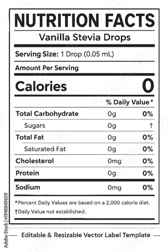 nutrition  facts  label  template  vanilla  stevia
