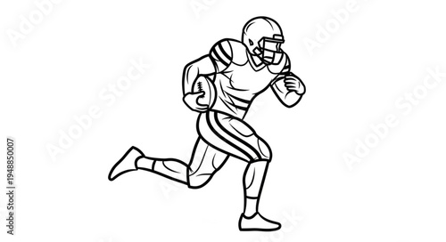 American Football Player Running with Ball During Game.