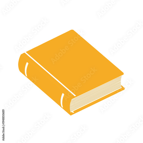 Vector of a closed yellow book with a hardcover and spine design
