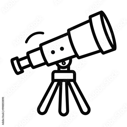 Vector of an optical telescope mounted on a tripod for stargazing and exploration