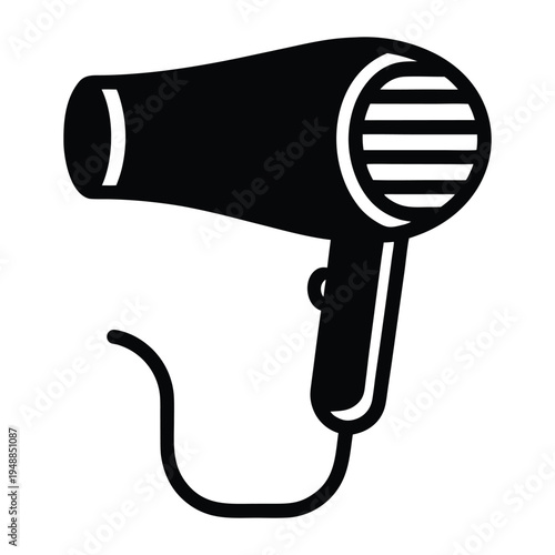  Hair Dryer Monoline Silhouette Vector Icon