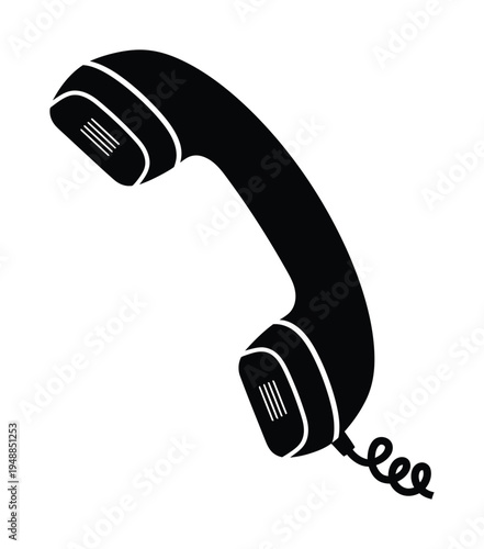 Vector of a retro telephone handset with a spiral cord