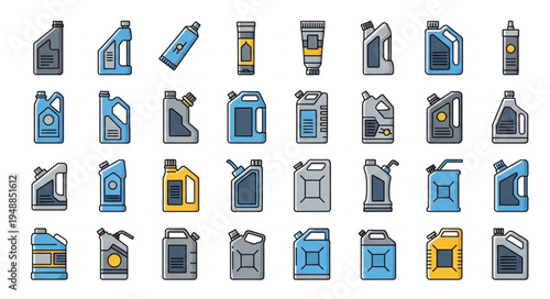 Collection of Various Oil and Fuel Canister Illustrations.