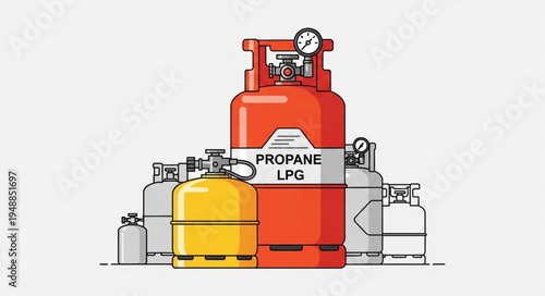 Propane Tanks - A Collection of Gas Cylinders for Fuel Storage.