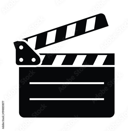Vector of a classic film clapperboard with striped markings.