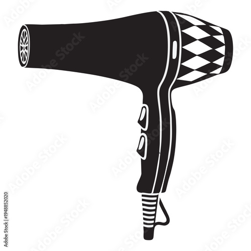 Professional Hair Dryer Silhouette Vector - Hairdryer Icon for Hair Salon, Beauty Spa, and Hairstyling Services Illustration