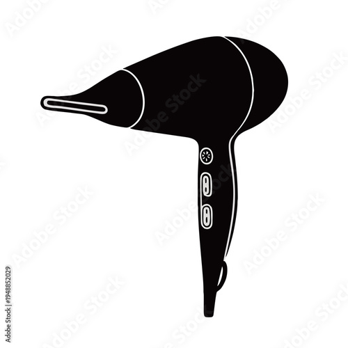 Professional Hair Dryer Silhouette Vector - Hairdryer Icon for Hair Salon, Beauty Spa, and Hairstyling Services Illustration