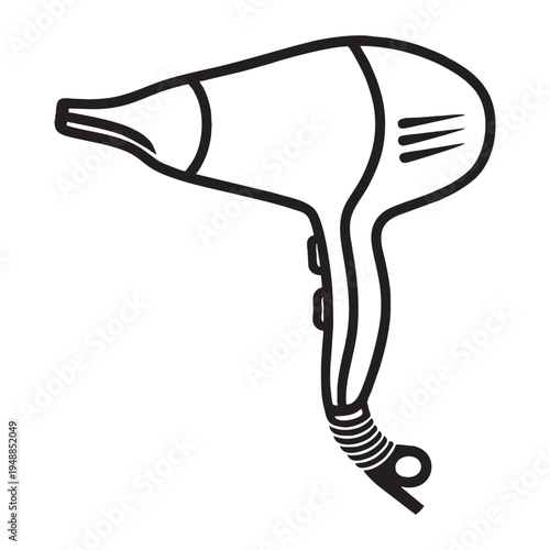 Professional Hair Dryer Silhouette Vector - Hairdryer Icon for Hair Salon, Beauty Spa, and Hairstyling Services Illustration