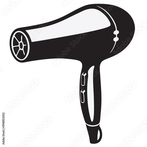 Professional Hair Dryer Silhouette Vector - Hairdryer Icon for Hair Salon, Beauty Spa, and Hairstyling Services Illustration