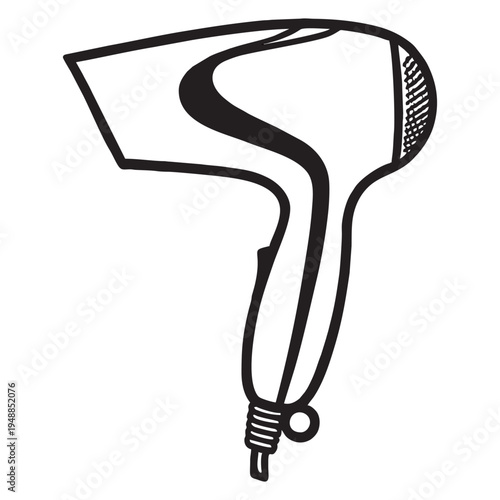 Professional Hair Dryer Silhouette Vector - Hairdryer Icon for Hair Salon, Beauty Spa, and Hairstyling Services Illustration
