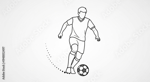 Soccer player dribbling a ball with motion lines.