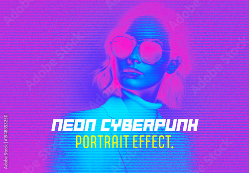 Neon Cyberpunk Portrait Synthwave Colors Effect