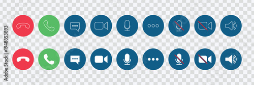 Communication Call Chat Video Audio Icon Set