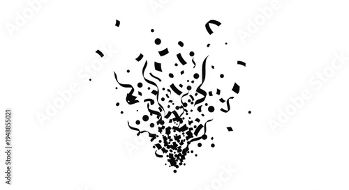 Falling confetti creates a celebratory burst in dark silhouette