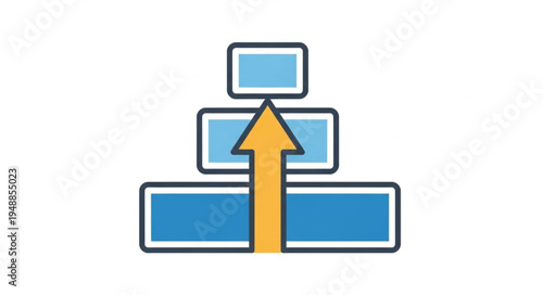 Growth Chart Pyramid with Upward Arrow Icon.