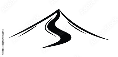 Vector of a stylized mountain peak with a winding path leading to the summit