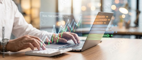 Analyzing real-time market trends office environment business insights digital technology professional viewpoint financial growth concepts